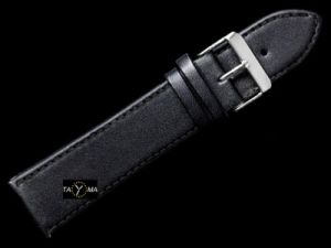 Pasek skórzany do zegarka - czarny/czarne - 16mm